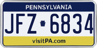 PA license plate JFZ6834