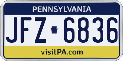 PA license plate JFZ6836