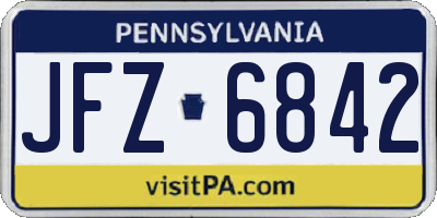 PA license plate JFZ6842