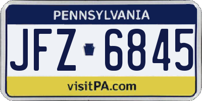 PA license plate JFZ6845