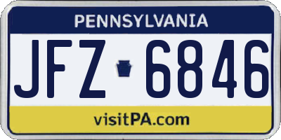 PA license plate JFZ6846