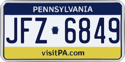 PA license plate JFZ6849