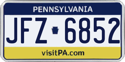 PA license plate JFZ6852