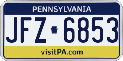 PA license plate JFZ6853