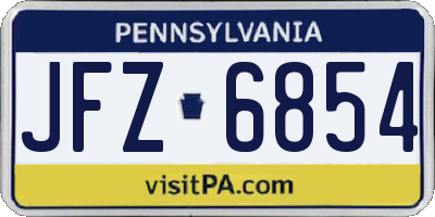 PA license plate JFZ6854