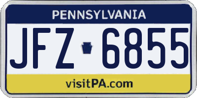 PA license plate JFZ6855