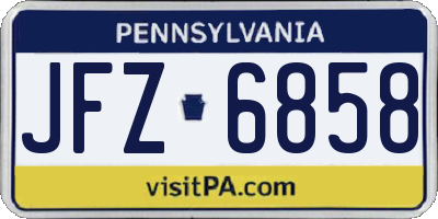 PA license plate JFZ6858
