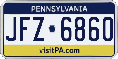 PA license plate JFZ6860