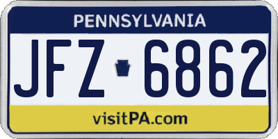 PA license plate JFZ6862