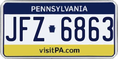 PA license plate JFZ6863