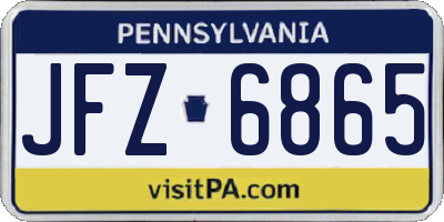PA license plate JFZ6865