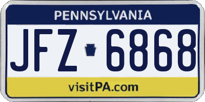PA license plate JFZ6868