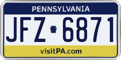PA license plate JFZ6871