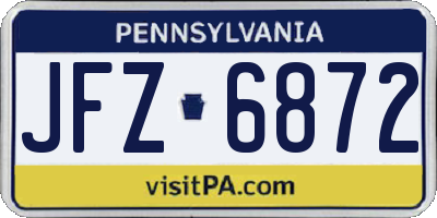 PA license plate JFZ6872