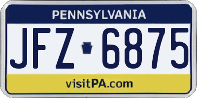 PA license plate JFZ6875