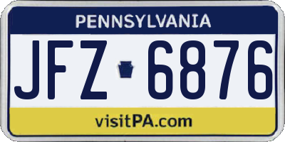 PA license plate JFZ6876