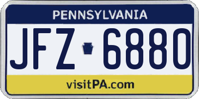 PA license plate JFZ6880