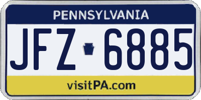 PA license plate JFZ6885