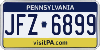 PA license plate JFZ6899
