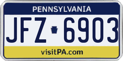 PA license plate JFZ6903