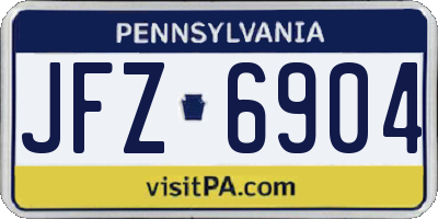 PA license plate JFZ6904