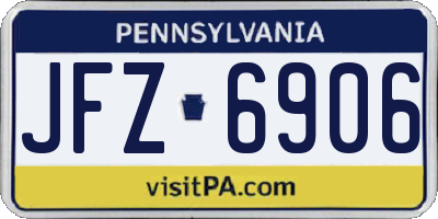 PA license plate JFZ6906
