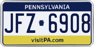 PA license plate JFZ6908
