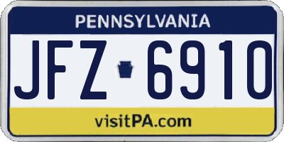 PA license plate JFZ6910