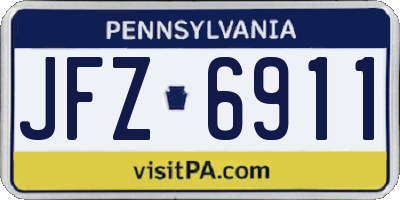 PA license plate JFZ6911