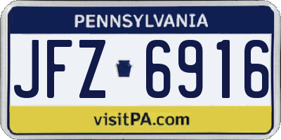 PA license plate JFZ6916
