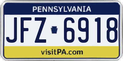 PA license plate JFZ6918