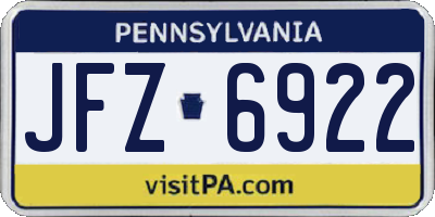 PA license plate JFZ6922