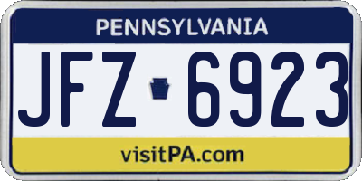 PA license plate JFZ6923