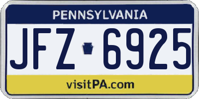 PA license plate JFZ6925