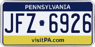 PA license plate JFZ6926