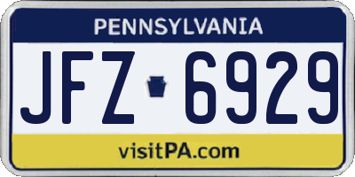 PA license plate JFZ6929