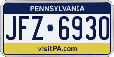 PA license plate JFZ6930