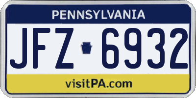 PA license plate JFZ6932