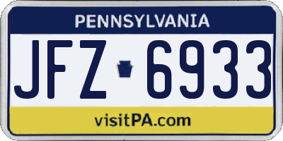 PA license plate JFZ6933