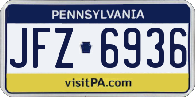 PA license plate JFZ6936