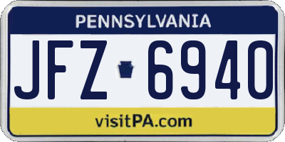 PA license plate JFZ6940