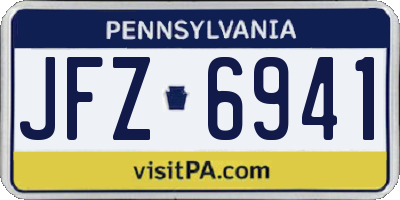 PA license plate JFZ6941