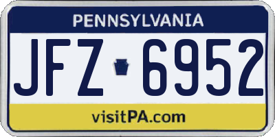 PA license plate JFZ6952