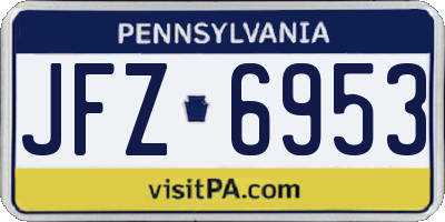 PA license plate JFZ6953
