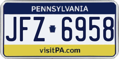 PA license plate JFZ6958