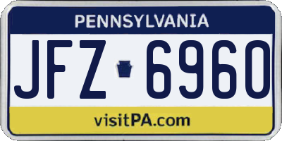 PA license plate JFZ6960