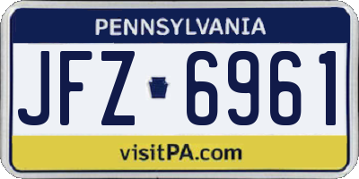 PA license plate JFZ6961