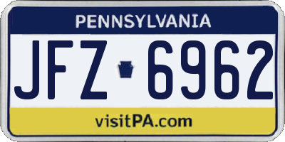 PA license plate JFZ6962