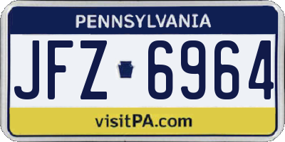 PA license plate JFZ6964