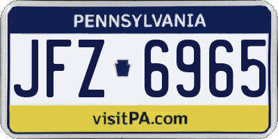 PA license plate JFZ6965